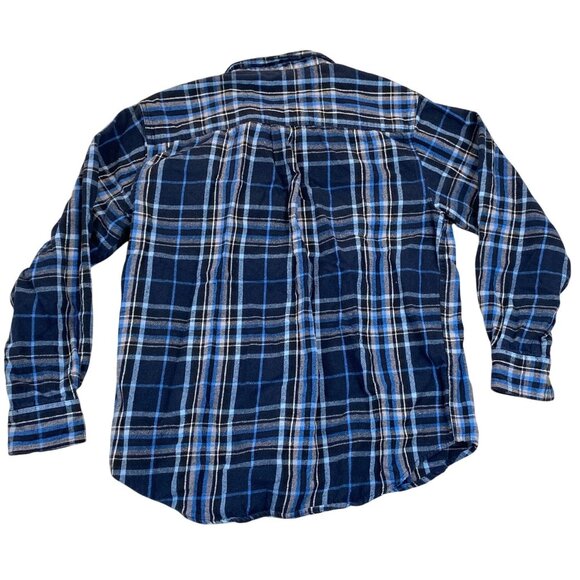 Smiths Workwear Mens Shirt Medium Long Sleeve Blue Plaid Button Up Classic - Picture 2 of 9